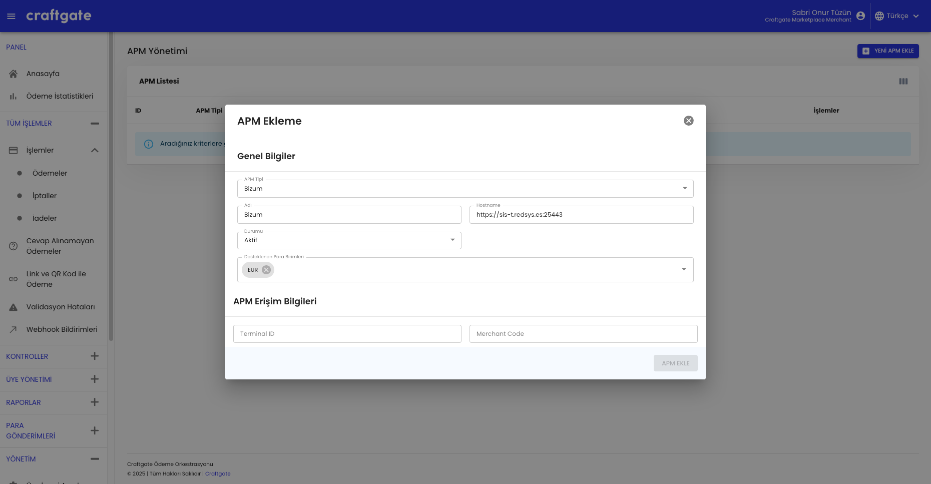 Bizum integration settings