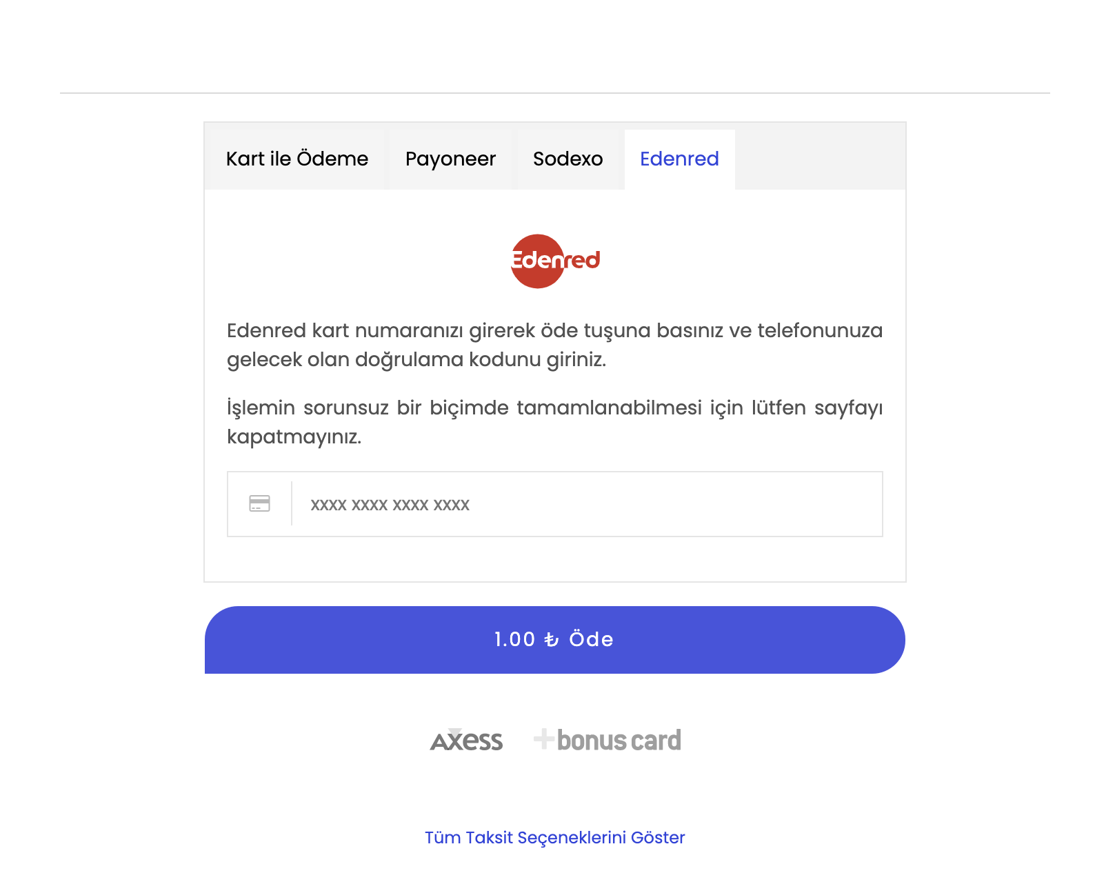 Edenred Common Payment Page Tab