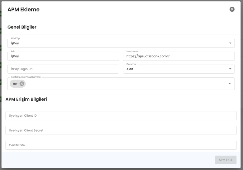 IsPay integration settings