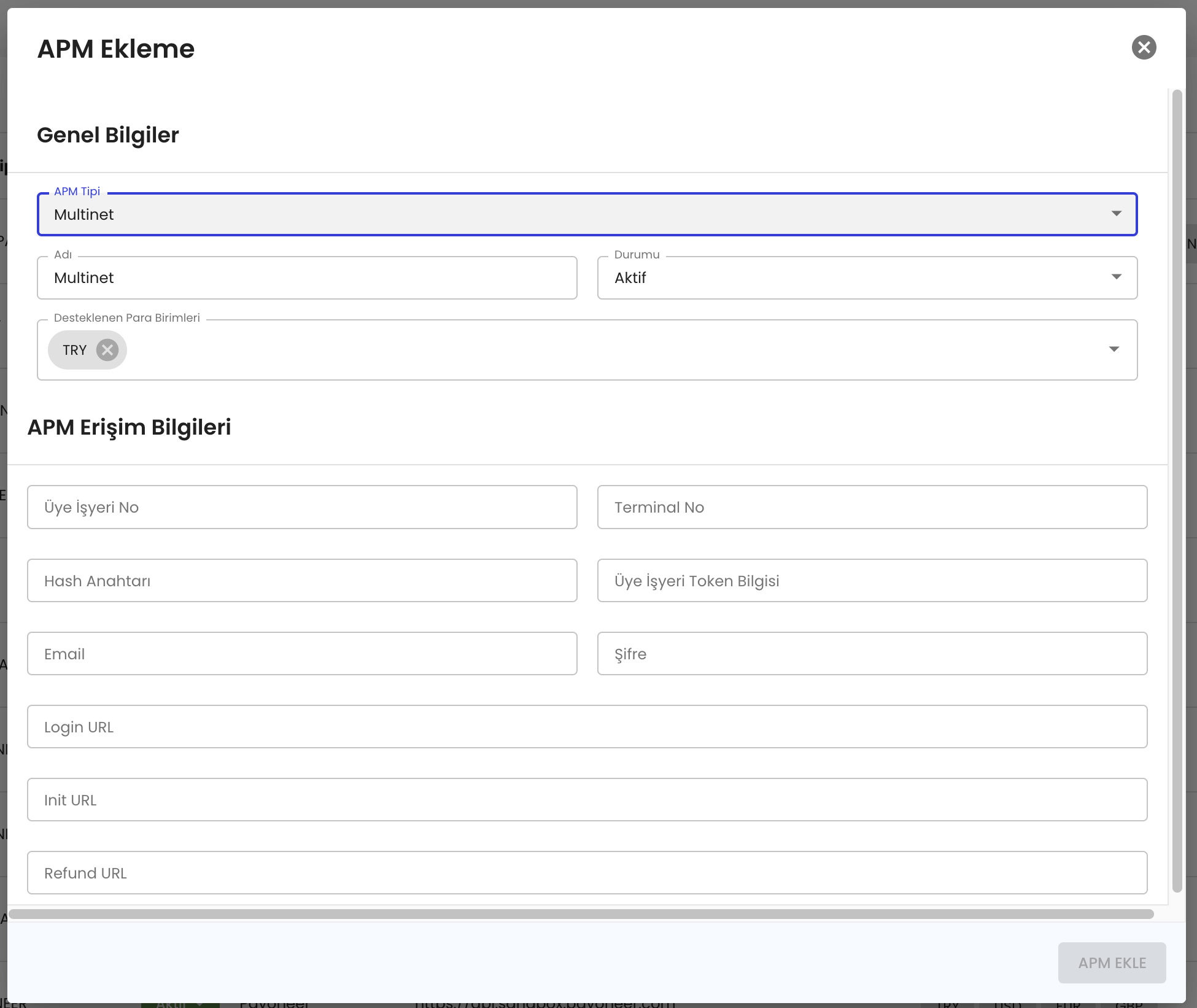 Multinet integration settings