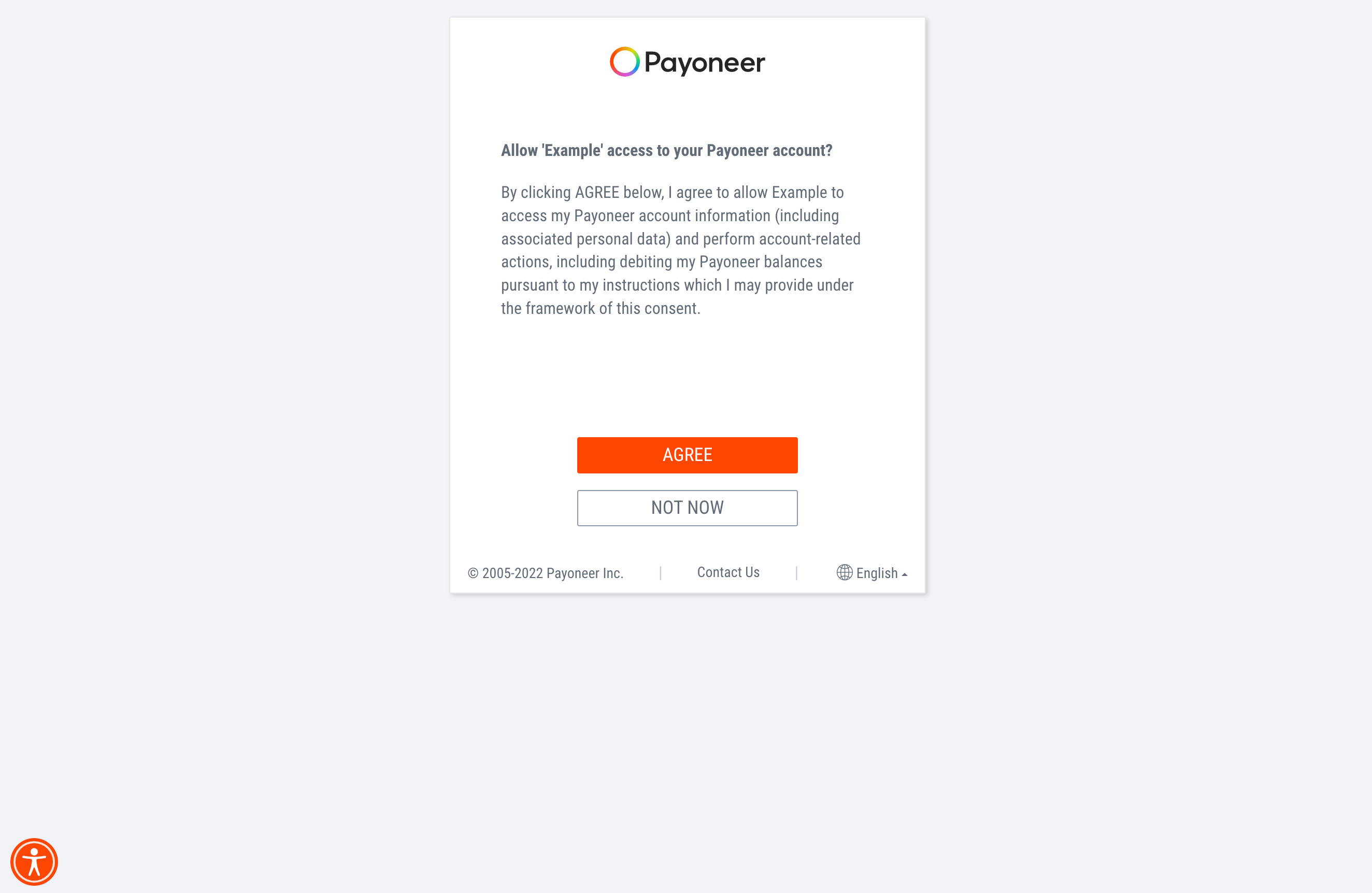 Payoneer account access allowance