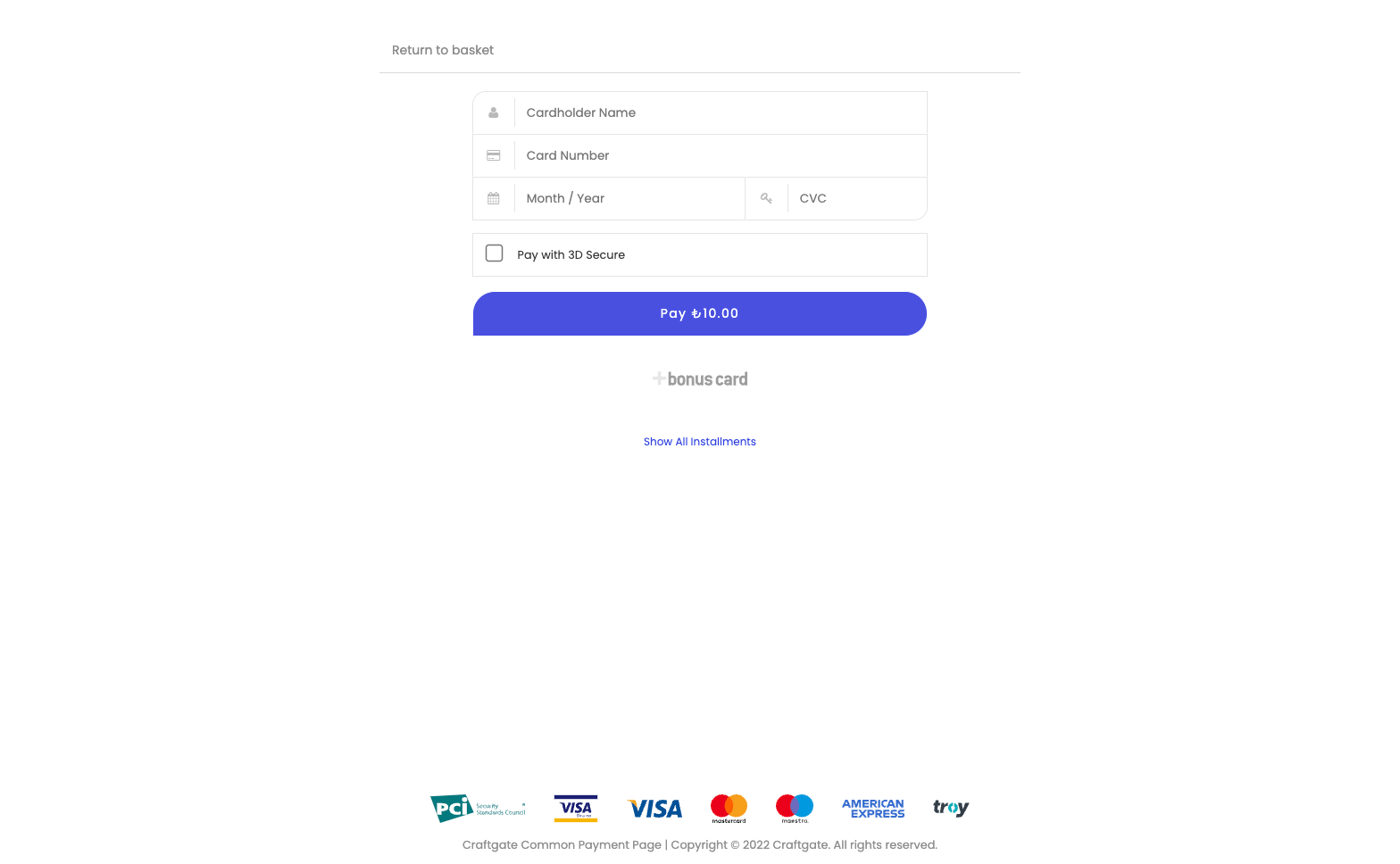 Craftgate Checkout Form