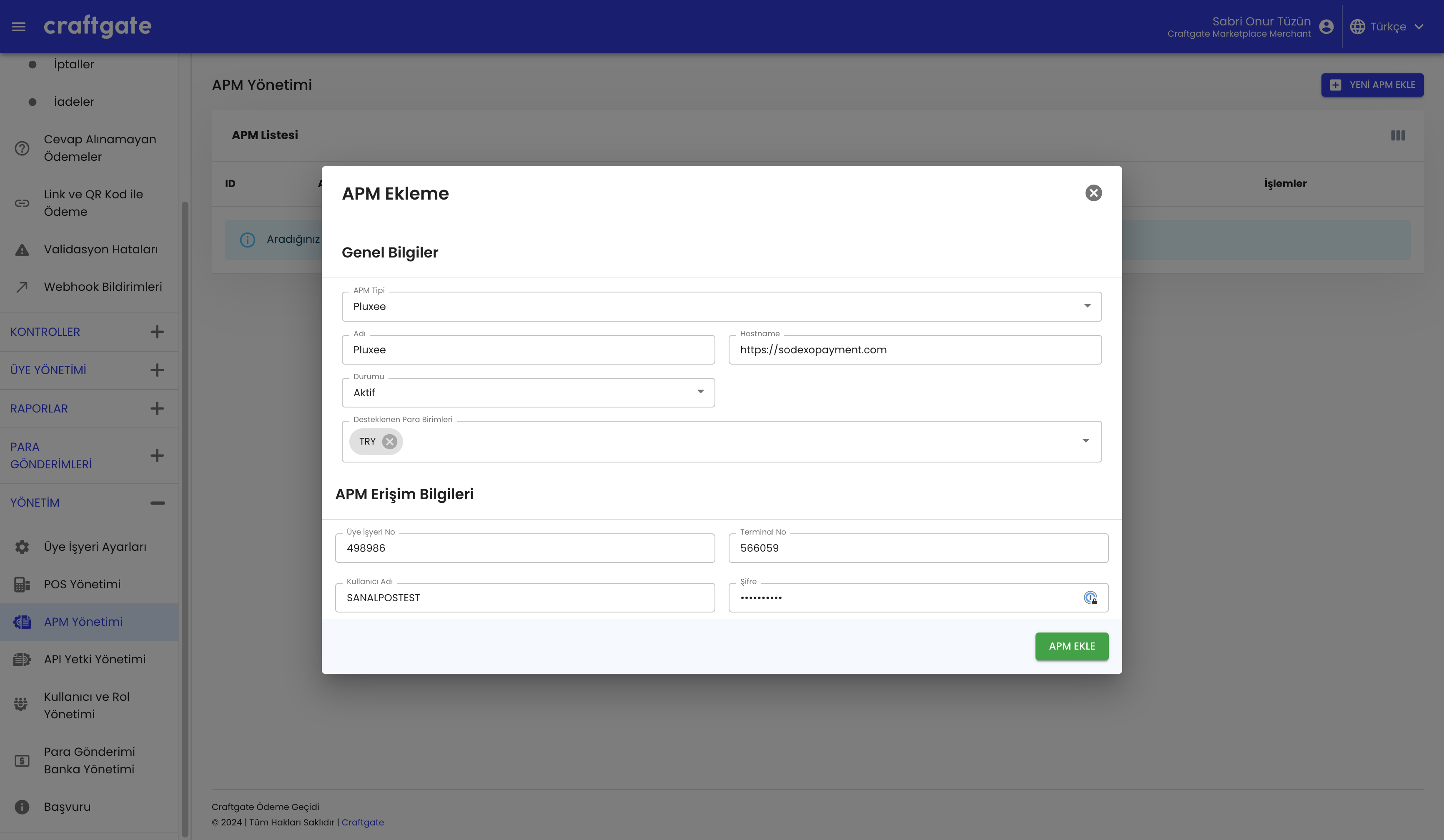 Sodexo integration settings