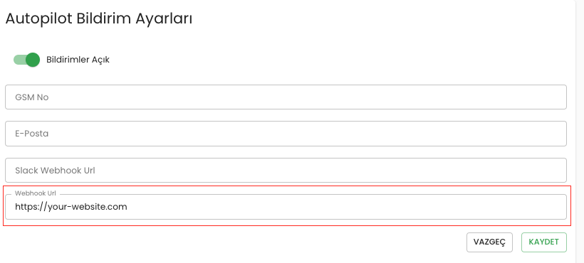 Webhook Ayarları