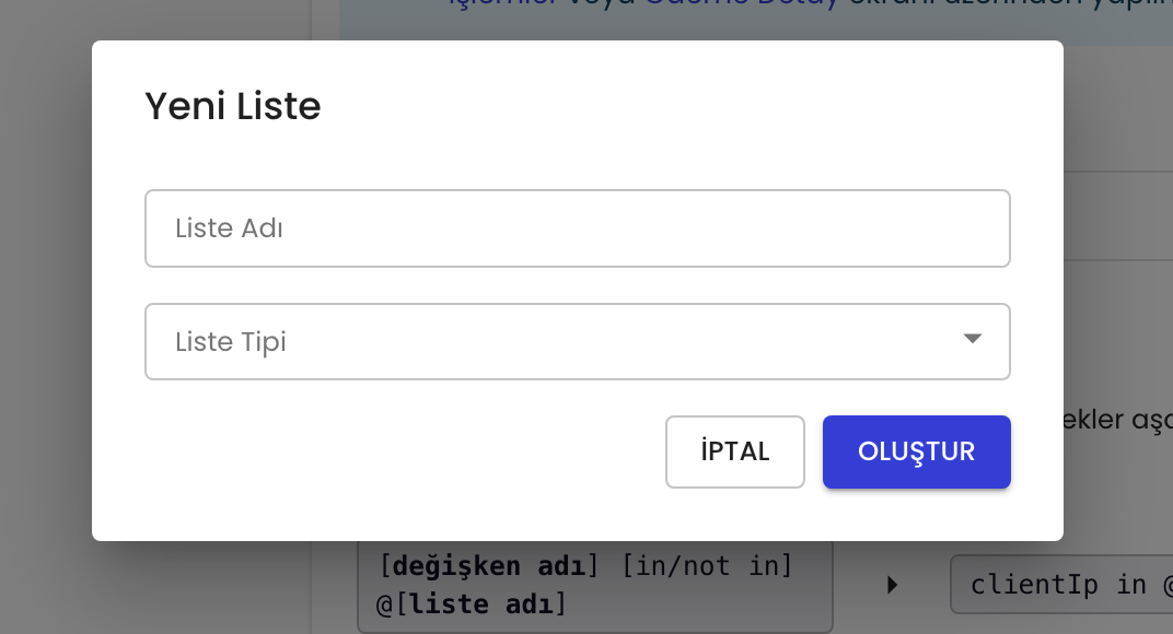 Şüpheli İşlem Liste Oluşturma