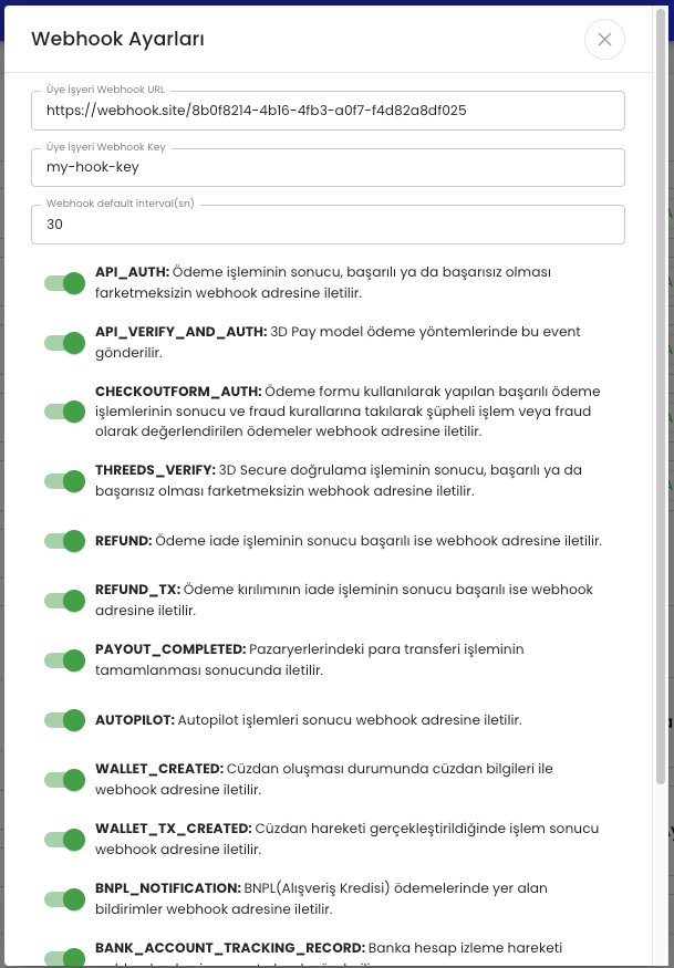 Webhook Ayarları